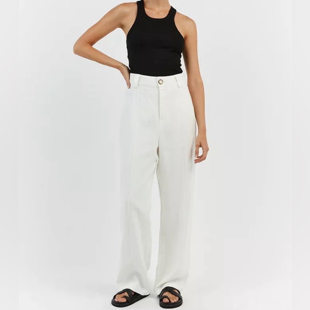 Dissh Logan Linen Pants in Off White